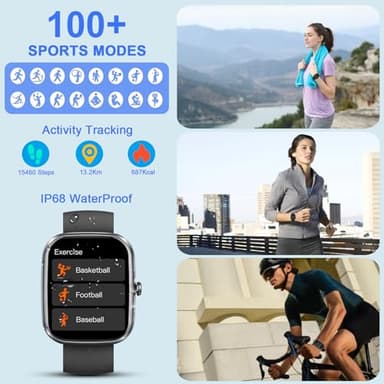 Smart Watch(Answer/Make Calls), 1.91" Smartwatches for Men Women, Fitness Tracker with 110+ Sport Modes, IP68 Waterproof, Heart Rate/Sleep/Spo2 Monitor, Pedometer, Activity Tracker for Android iOS - Image 4