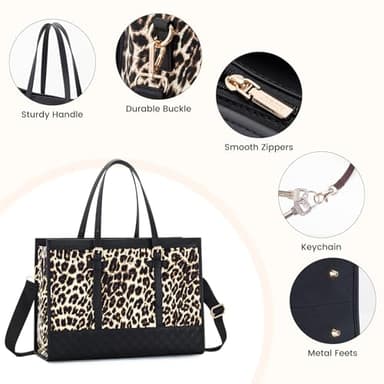 LOVEVOOK Laptop Bag for Women 15.6 inch Canvas Laptop Tote Bag, Large Capacity Work Bags with Clutch Purse, Computer Bags Office Business Briefcase, Casual Handbag for Travel College Teacher - Image 5