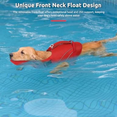 Queenmore Dog Life Jackets, Dog Life Vest for Swimming Medium, Ripstop Pet Lifesaver with Rescue Handle, High Visibility Flotation Vest, Pet Pool Float (Red,M) - Image 2