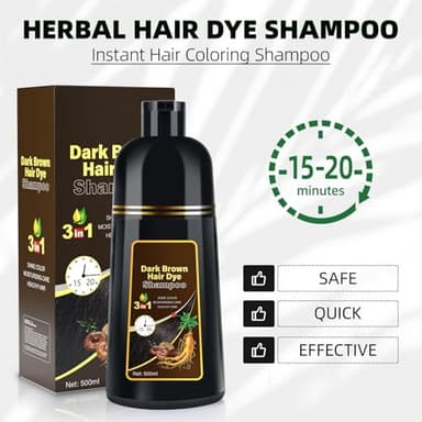 MOISTAR Dark Brown Hair Dye Shampoo 3 in 1 for Gray Coverage for Women/Men, Color Shampoo Instant Herbal Ingredients Semi Permanent - Image 3