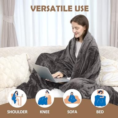 HOW'S MY HOUSE Heated Blanket 84" x 90", Dual Control Electric Blanket Queen Size with 10 Time Settings & 6 Heating Levels, Over-Heat Protection, Flannel Sherpa Super Cozy with ETL Certification, Gray - Image 6