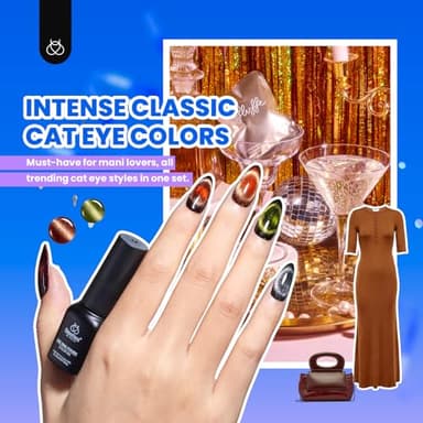 Beetles Cat Eye Gel Nail Polish Set - 20 Colors Nude Pink Green Blue Purple Brown Black Cat Eye Nail Polish Kit with Magnet Base Coat Glossy Matte Top Coat Soak Off UV Salon DIY Gift for Women - Image 3