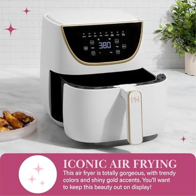 Paris Hilton Air Fryer, Large 6-Quart Capacity, Nonstick Made without PFAS, Touchscreen Display, 8-in-1 (Air Fry, Roast, Broil, Bake, Reheat, Keep Warm, Pizza, Dehydrate), Dishwasher Safe, White - Image 3