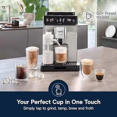 De'Longhi Eletta Explore Espresso Machine with Cold Brew, Hot & Cold Milk Frother - 50+ Recipes, Built in Grinder, User Profiles, Smartphone Compatible with Bean Adapt Technology for Ideal Extraction - Image 2