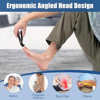 SHINLEA Nail Clippers for Seniors Thick Toenail, Professional Fingernail Toenail Clippers with Catcher, Sharp Wide Opening and Long Handle Nail Cutter for Men Women, Black - Image 3