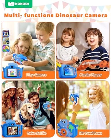 KOKODI Kids Camera Toy Digital Camera for Kids, Dinosaurs Birthday Gifts for Boys Age 3-12, 1080P HD Video Camera for Toddler, Children Toys for 3 4 5 6 7 8 9 Year Old Boys with 32GB SD Card - Image 5