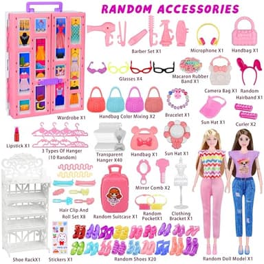 Closet Playset With 342 Pcs Clothes and Accessories, Princess Dresses, Tops, Pants, Swimsuits, Wardrobe, Shoes, Hangers and Other Accessories, Dress Up Toys for Girls Toddlers Gift - Image 3