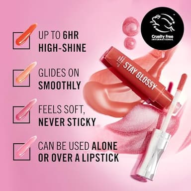 Rimmel Stay Glossy Lip Gloss - Non-Sticky and Lightweight Formula for Lip Color and Shine - 340 Captivate Me!, .18oz - Image 4