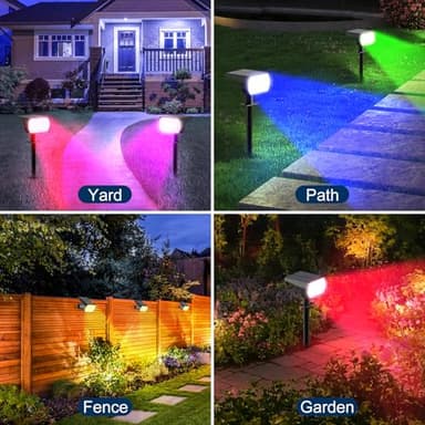 Ugecl Solar Spot Lights Outdoor, [4 Pack/7 Colors/37 LED] 2-in-1 Solar Landscape Spotlights, IP65 Waterproof Auto On/Off Solar Powered Security Lights for Yard Garden Pathway Walkway - Image 2