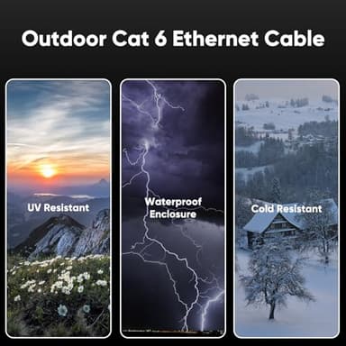 VOIETOLT Cat 6 Outdoor Ethernet Cable 100 ft, 24AWG 10Gbps Cat6 Cable Cord Waterproof Direct Burial LLDPE UV Jacket, Internet Network Cable with 20 Ties Support POE Cat6 Cat5e Cat5, CCA, UTP for PC - Image 2