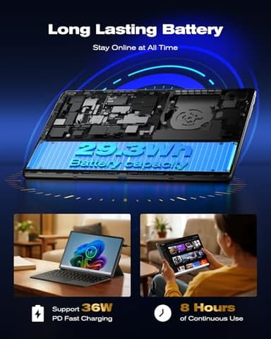 jumper 2-in-1 Laptop/Tablet（2025）,4-core N95, 12GB DDR5 RAM 512GB SSD, 12 Inch 2K FHD IPS Touchscreen,Windows11 Tablet with Magnetic Keyboard, 2 Stereo Speakers,for Student Back to School - Image 5