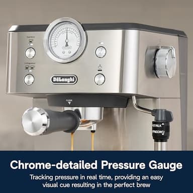 De’Longhi Classic Espresso Machine with Milk Frother, 15-Bar Pump & Temperature Control - Barista Coffee Maker Kit for Espresso, Latte, Cappuccino & Iced Coffee - Italian Stainless Steel Design - Image 6