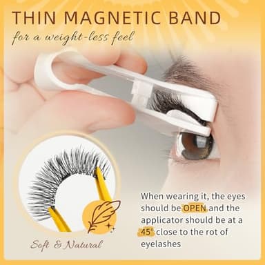 QUEWEL Magnetic Eyelashes 1 Pair Reusable Magnetic Eyelashes with Applicator No Glue Needed Eyelashes Cat Eye Natural Look Lash Clusters Kit Easy to Wear and Remove(B04) - Image 4