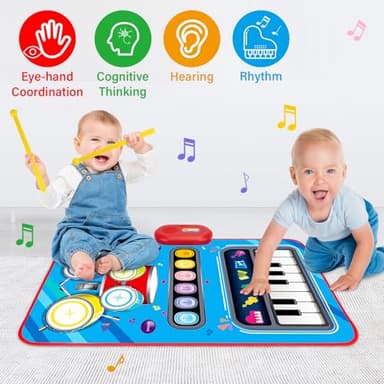 Baby Toys for 1 Year Old: Baby Musical Mat Toddler Toys Age 1-2 - 2 in 1 Piano Drum Babies Play Mat - Infant Music Toy 12-18 Months Babies Birthday Valentines Gifts for 1 2 3 Year Old Boys Girls - Image 6