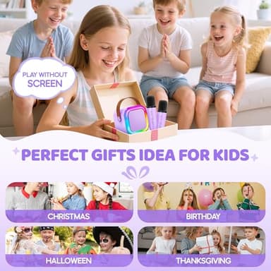 IROO Mini Karaoke Machine for Kids, 2025 TOP Toys Birthday Gifts Ideas for Girls Ages 4, 5, 6, 7, 8, 9, 10, 12+ Years Old, Portable MP3 Player with 2 Wireless Mics for Party - Image 4
