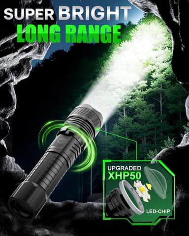 Victoper LED Flashlights, High Powered High Lumens Super Bright Tactical Flashlight, Rechargeable, 5 Modes Zoomable Waterproof Flash Lights for Emergency, Outdoor, Home, Camping, Hiking - Image 2