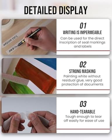 Lichamp Masking Tape 3/4 inch, 4 Pack General Purpose Masking Tape Beige, White Tapes for Painting, Arts, Crafts, 3/4 inch x 55 Yards x 4 Rolls (220 Total Yards) - Image 3