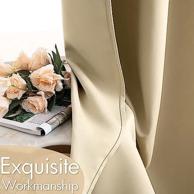 MIULEE Room Darkening Curtains Thermal Insulated Drapes Solid Window Treatment Set Grommet Top Light Blocking Blackout Curtain for Living Room/Bedroom 2 Panels 52 x 96 inch Cream Beige - Image 5