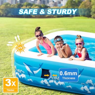 Large Inflatable Pool for Adults, 130" X 72" X 22" Blow-up Pools Swimming Pool, 2025 Upgraded Extra Oversized Thickened Family Pools for Backyard Summer Outdoor - Image 3