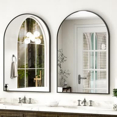 HARRITPURE Arched Wall Mirror – 30"x40" Arch Bathroom Mirror Metal Frame Vanity Mirror for Bedroom, Entryway Dresser Decor, Black - Image 2