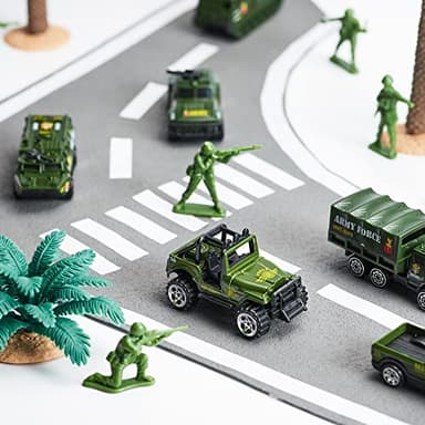 JOYIN 25 in 1 Green Military Big Truck Toys, Army Men Tanks Set with Soldier Men, Mini Battle Car Toy in Carrier Truck with Lights and Sounds, Gifts for Toddler Kids Boys Ages 3+ - Image 8