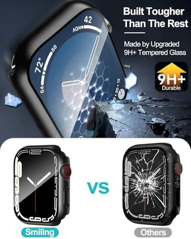 Smiling 2 Pack Case Built in Tempered Glass Screen Protector Compatible with Apple Watch Series 3/Series 2 42mm, Hard PC Case Overall Protective Cover- Black - Image 3