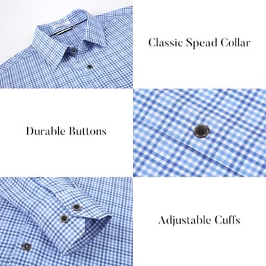Esabel.C Mens Dress Shirts Wrinkle Free Button Down Shirts Long Sleeve Regular Fit Print Business Shirt, Blue/Navy, S - Image 2