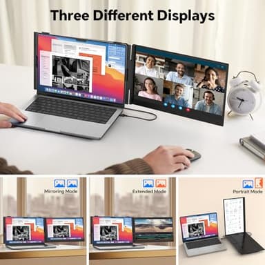 POTTMACEE 14.2" Laptop Screen Extender, 0.17" Ultra-Thin FHD 1080P IPS Portable Monitor for Laptop, Dual Screen Travel Monitor Extender, Plug-Play for Windows/Mac/Chrome, Fit 13”-17.3” Laptops - Image 5
