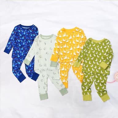 JunNeng Bamboo Viscose Toddler Pajamas, Baby Boys Girls Pjs Sets, Kids Snug-Fit Long Sleeve Sleepwear, Grass Green Duck 2-3 Years - Image 7