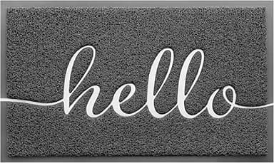 CozyBounty Door Mat Hello Mats Outdoor Indoor Non-Slip Doormat for Entryway Low-Profile Floor Mat for Yard, Garage, High Traffic Areas (32"x20", Grey) - Image 1