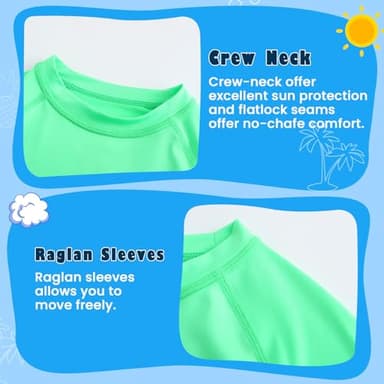 HODOSPORTS Boys UPF 50+ Rash Guard Swim Shirts Short Sleeve Quick Dry UV Protection Sun Shirt Light Green - Image 6