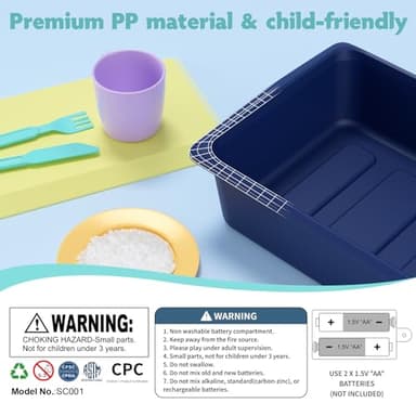 FunMission Play Kitchen Sink Toys, Children Electric Dishwasher Play Sink with Running Water, Play Kitchen Accessories, Upgraded Real Faucet for Water Play, Role Play House for Toddlers 3+ - Image 7