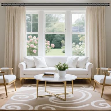 VOIIY Curtain Rods for Windows 48 to 84 Inch(4-7 Feet),Black 1'' Diameter Drapery Rods with End Cap Style Design,Modern Adjustable Heavy Duty Curtain Rod,Size:36''-88'' - Image 2