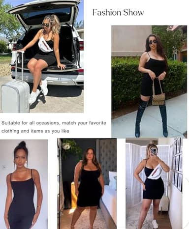 Popilush Black Mini Dress - Summer Dresses for Women 2025 Cocktail Shapewear Dress Club Dinner Date Night Bodycon Spaghetti Straps - Image 2