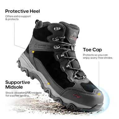 NORTIV 8 Men's Waterproof Hiking Boots Outdoor Mid Trekking Lightweight Mountaineering Shoes Paladin,Size 9.5,Black,JS19004M - Image 6