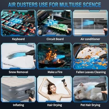 Compressed Air Duster,130000RPM Rechargeable Electric Duster, Cleaner for Keyboard, PC, No Canned Air Duster,Handheld Vacuums, Turbo Fan, Mini Blower, Jet Dry Blower, Car Vacuum Cleaner - Image 7