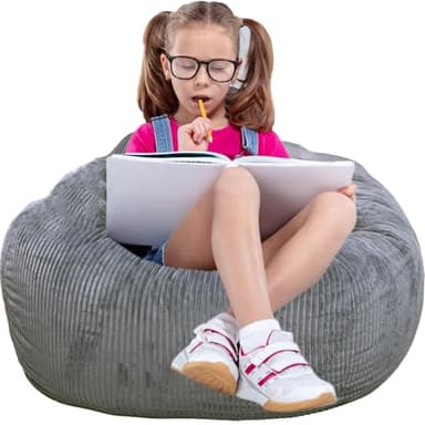 Classic Bean Bag Chair, with Faux Rabbit Fur Cover for Teens and Kids, Memory Foam Bean Bag Chairs, Ultra Soft Faux Fur Fabric, 2.5 feet Round Fluffy Bean Bag Sofa - Image 1