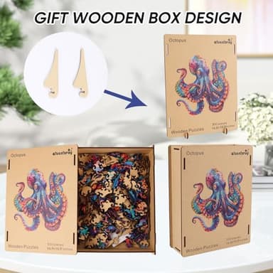 Qiuenisray 500 Piece Puzzles for Adults, Wooden Octopus Jigsaw Puzzles Royal Unique Shape Ocean Puzzle, Irregular Wood Puzzles Creative Gift for Adults and Kids Family Game (16.9x16.9 in) - Image 5