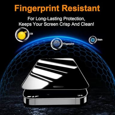 OneFish 2 Pack Privacy Screen Protector for iPhone 16 Pro Max - 4-Way 360° Anti-Spy, 9H Hardness, 3D Curved Edges, Case-Friendly & Easy Installation - Image 5
