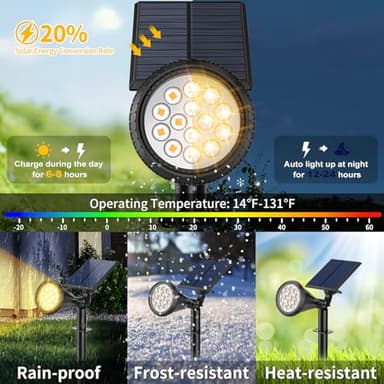 Katipeal Solar Spot Lights Outdoor, 4 Modes/8 Pack Solar Spotlights Waterproof, 180° Adjustable Powered Landscape Lights, Outdoor Solar Lights for Yard Garden Pathway Flag Tree Wall Statue Warm White - Image 4