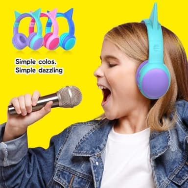 gorsun Kids Bluetooth Headphones, Portable Wireless Headset for Kids, Bluetooth 5.3, Over-Ear Toddler Headphones with Microphone, 85dB Volume Limited, 40 Hours Playtime (Pink+Purple) - Image 8