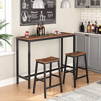 HOOBRO Bar Stools, Set of 2 Bar Chairs, 23.6 Inch Saddle Stools, Kitchen Counter Seat with Footrests, Industrial Barstools for Dining Room, Kitchen, Counter, Rustic Brown and Black BF02MD01 - Image 4