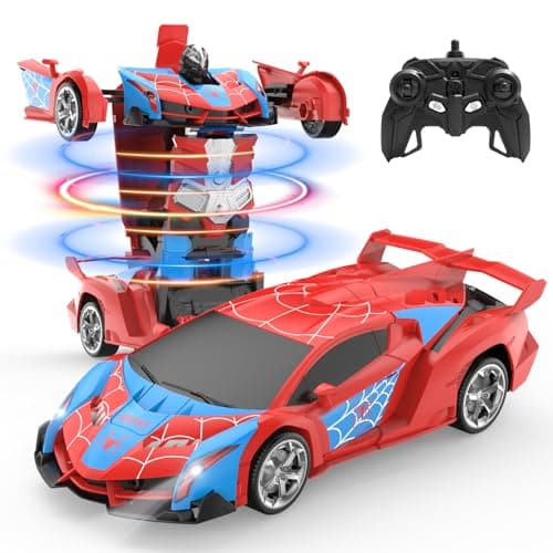 DEERC Spider RC Car Transform Robot, 2.4GHz Remote Control Spider Cars for Kids, 1:18 Scale Robot Toy Car W/One-Key Transformation, 360° Rotation, Auto Mode, Rechargeable Battery, Robot for Man Boys - Image 1