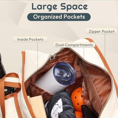 A11N SPORTS Pickleball Canvas Tote Bag, Saddle Brown - Image 4