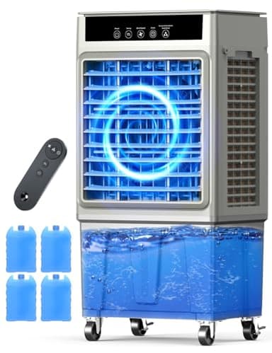 AIRTHRYL Large Swamp Cooler Air Conditioner, 2200CFM Evaporative Air Cooler, 24H Timer & 8 Gal Water Tank, 100°Oscillation, 3 Speeds&4 Ice Boxes,Remote, Portable Cooling Fan for Garage Outdoor Large - Image 1