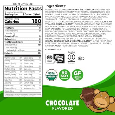 Orgain Organic Kids Protein Nutritional Shake, Chocolate - 8g of Protein, 22 Vitamins & Minerals, Fruits & Vegetables, Gluten Free, Soy Free, Non-GMO, 8.25 Fl Oz (Pack of 12) - Image 2