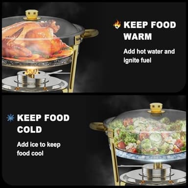 Chafing Dishes for Buffet 4 Pack, 6QT Round Chafing Dishes for Buffet [Elegant Gold and Silver Colors] Stainless Steel Chafing Dish Buffet Set for Any Party - Image 3