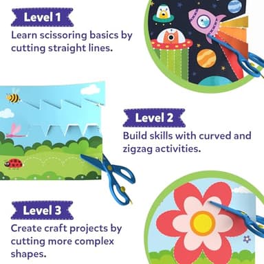 Skillmatics Scissor Skills Activity Book - Snip Snip, 25 Fun Cutting & Creative Activities for Preschoolers, 2 Child-Safe Scissors, Fine Motor Skills, Felt Craft Kit, Gifts for Kids Ages 3, 4, 5, 6, 7 - Image 4