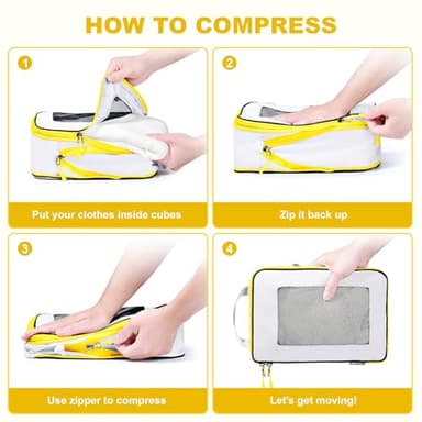 PFEYRPK 7 Set Compression Packing Cubes Packing Organizer for Travel,Travel Accessories for Carry on Luggage Suitcase Backpack Expandable Organizers(White) - Image 7