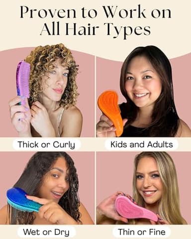 Lily England Detangler Hair Brush for Curly, Thick, Straight & Natural Hair - Gentle Detangling Brush for Women, Kids & Toddlers with Flexible Bristles - Smooth Hairbrush for Wet & Dry Hair, Ombre - Image 4